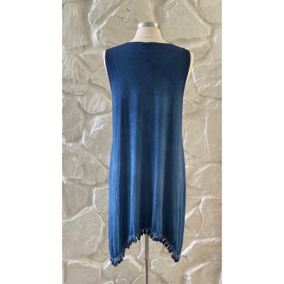 ❄️ Lucky Brand Blue Fringe Waterfall Cardigan Duster Medium - Picture 6 of 6